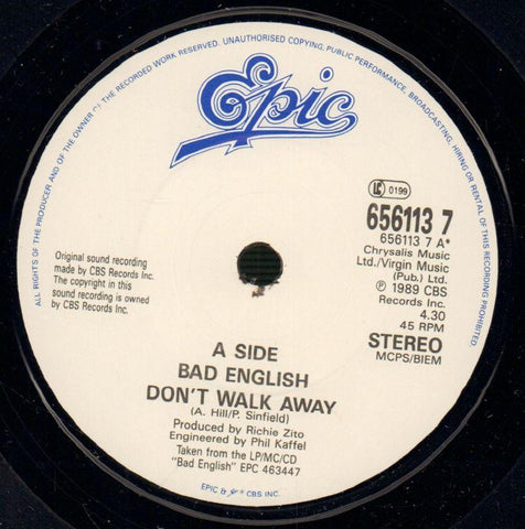 Don't Walk Away-Epic-7" Vinyl P/S-VG+/Ex