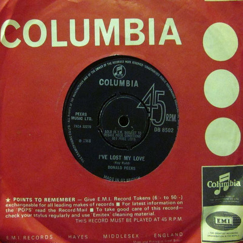 Donald Peers-I've Lost My Love-Columbia-7" Vinyl