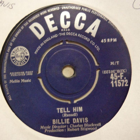 Billie Davies-Tell Him/ I'm Thankful-Decca-7" Vinyl