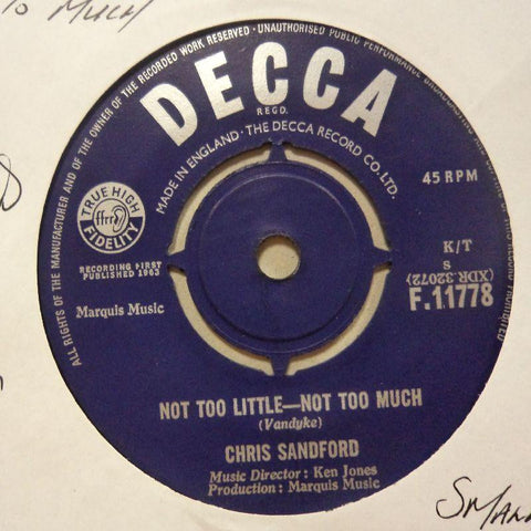 Chris Standford-Not To Much Little Not To Much/ I'm Lookin'-Decca-7" Vinyl