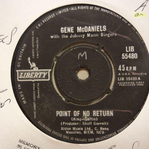 Gene McDaniels-Point Of No Return/ Warmer Than A Whisper-Liberty-7" Vinyl