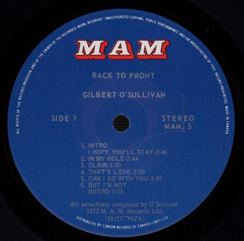 Back To Front-MAM-Vinyl LP-VG+/VG