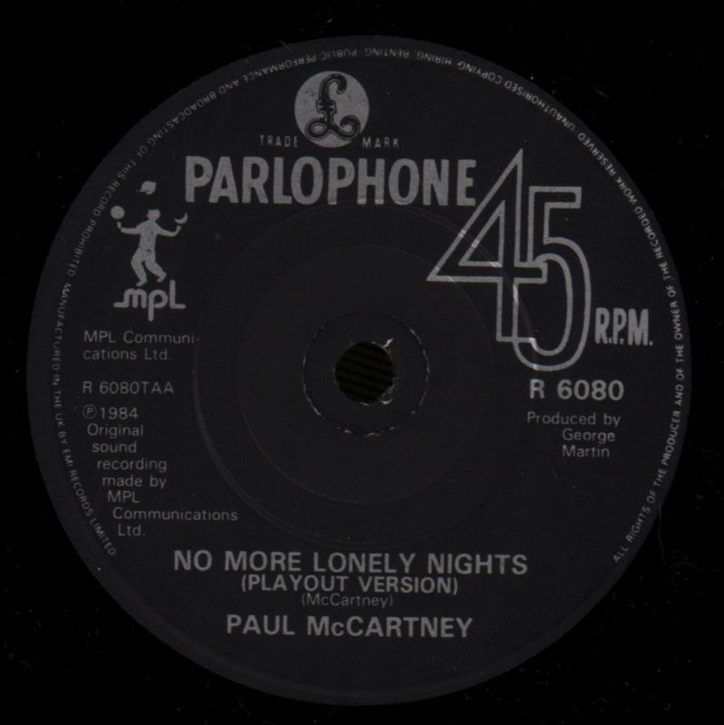 No More Lonely Nights-Parlophone-7" Vinyl P/S-VG/Ex