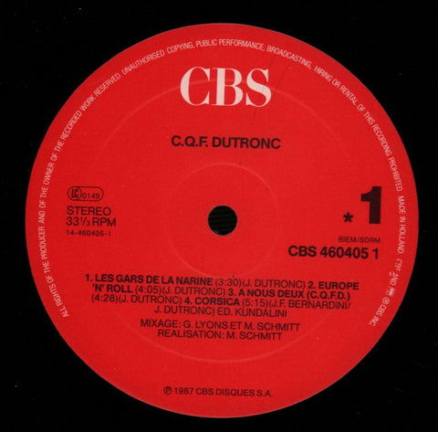 C.Q.F Dutronic-CBS-Vinyl LP-Ex/Ex
