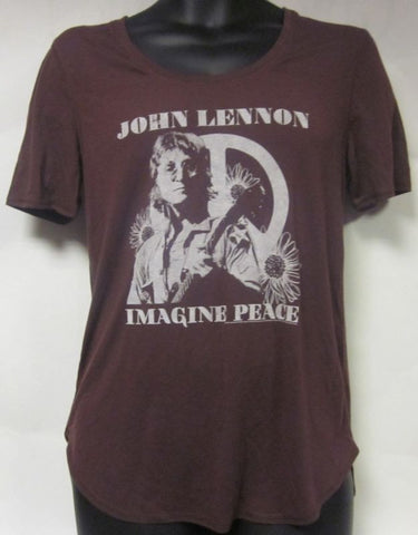 John Lennon-Imagine Peace-Purple And White-Ladies-T Shirt