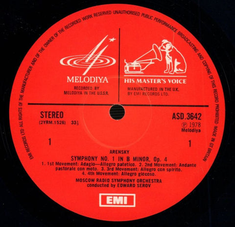 Symphony No.1 Suite No.1-HMV-Vinyl LP-VG+/NM