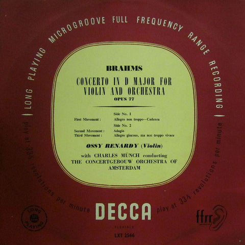 Brahms-Concerto For Violin And Orchestra-Decca-Vinyl LP