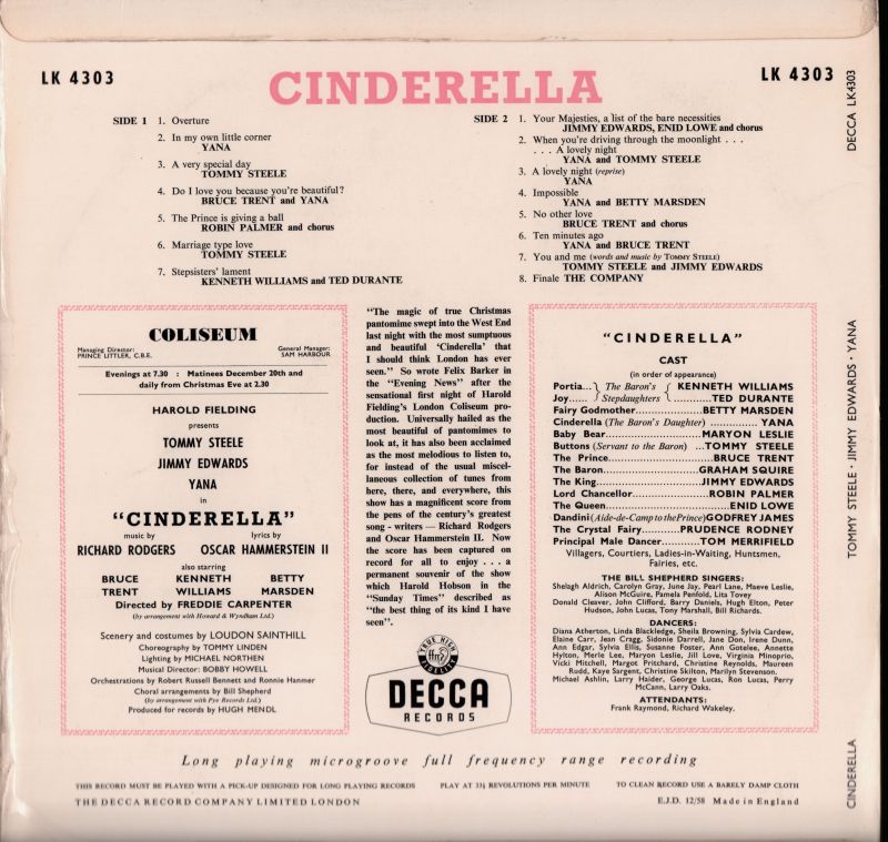 Cinderella-Decca-Vinyl LP-VG/Ex-
