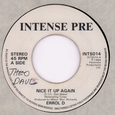 Nice It Up Again/ Nice Up The Dub-Intense Pre-7" Vinyl