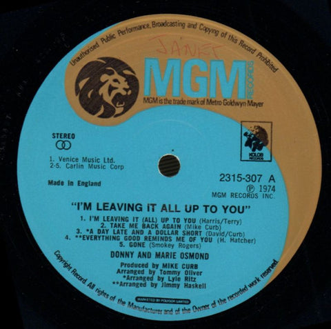 I'm Leaving It All Up To You-MGM-Vinyl LP-VG/Ex