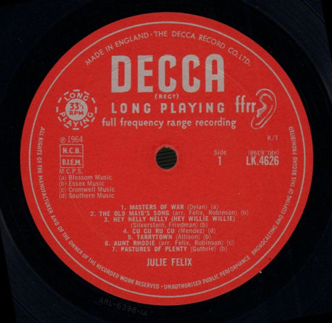 Julie Felix-Decca-Vinyl LP-G+/G
