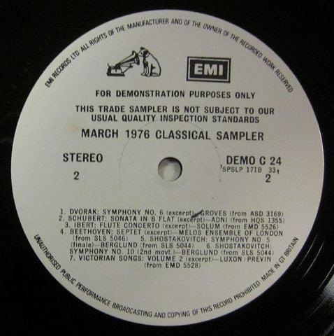 Dvorak/Beethoven-March 1976 Classical Sampler-EMI-Vinyl LP