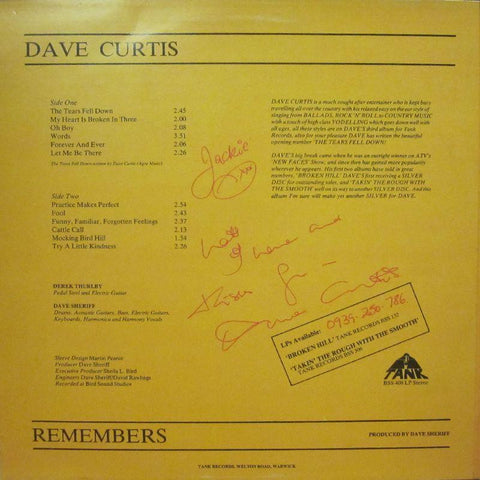 Dave Curtis-Remembers-Tank-Vinyl LP