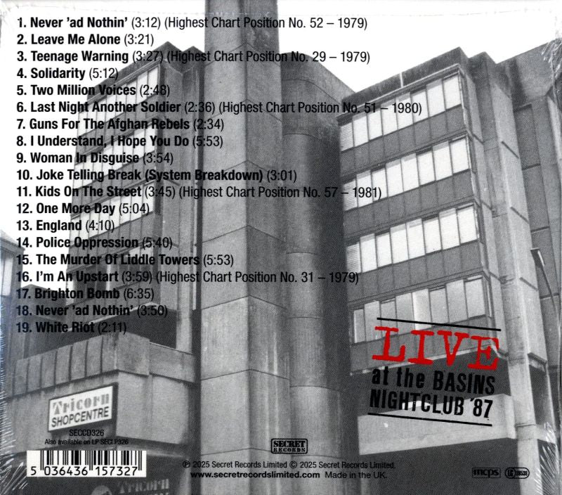 Live At The Basins Nightclub ‘87-Secret-CD Album-New & Sealed