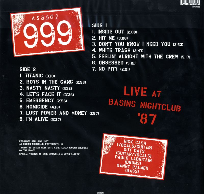 Live At Basins Nightclub '87-Secret-Vinyl LP-M/M