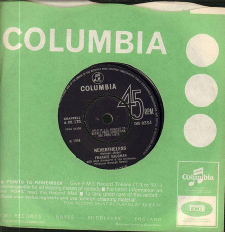 Frankie Vaughan-Nevertheless-Columbia-7" Vinyl
