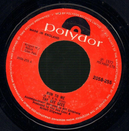 The Bee Gees-Run To Me / Road To Alaska-Polydor-7" Vinyl
