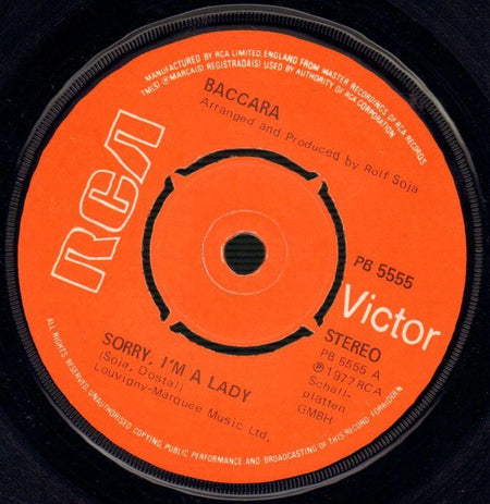 Baccara-Sorry I'm A Lady / Love You Till I Die-RCA-7" Vinyl
