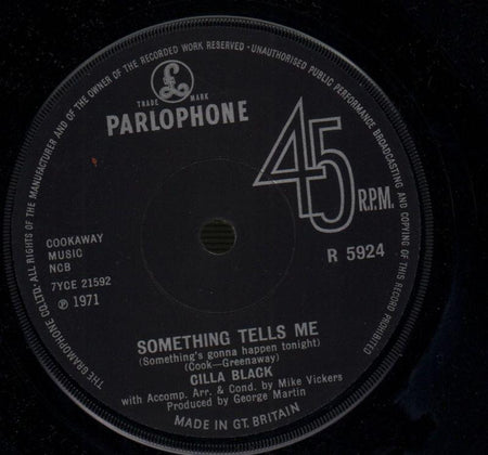 Cilla Black-Something Tells Me / La La La Lu-Parlophone-7" Vinyl