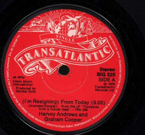 Harvey Andrews And Graham Cooper-From Today / Darby And Joan-Transatlantic-7" Vinyl