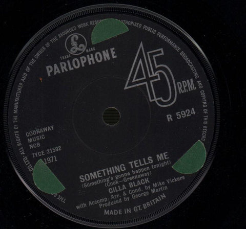 Cilla Black-Something Tells Me / La La La Lu-Parlophone-7" Vinyl