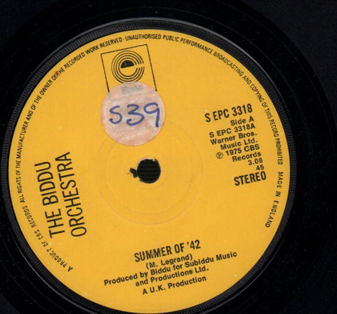 The Biddu Orchestra-Summer Of 42 / Northern Dancer-Epic-7" Vinyl