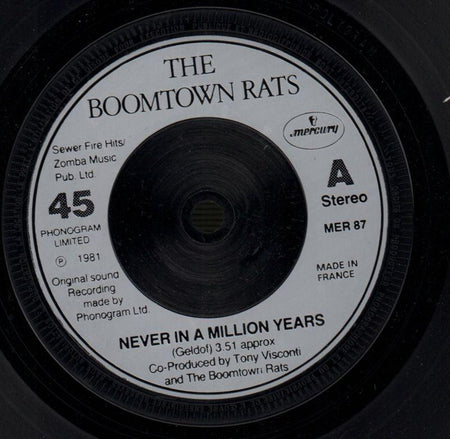 The Boomtown Rats-Never In A Million Years / Don't Talk To Me-Mercury-7" Vinyl