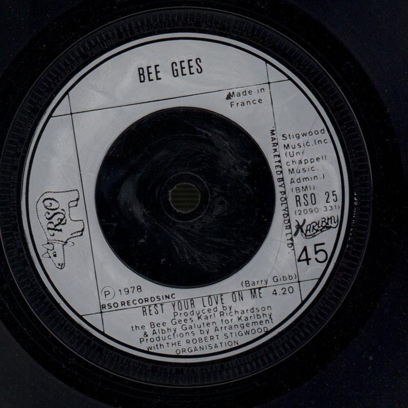 Too Much Heaven / Rest Your Love On Me-RSO-7" Vinyl-VG/VG