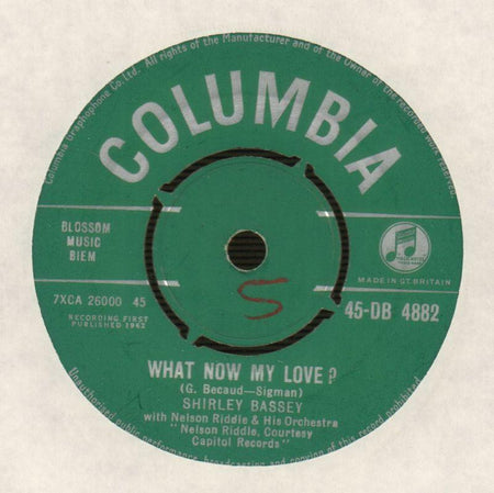 Shirley Bassey-What Now My Love / Above All Others-Columbia-7" Vinyl