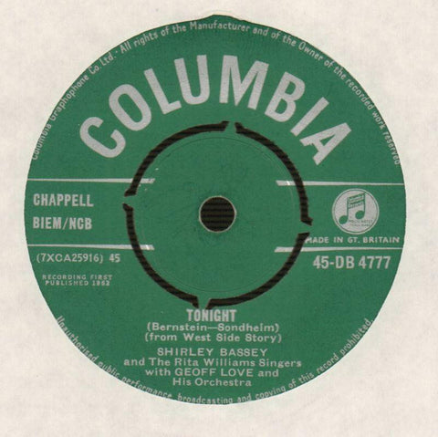Shirley Bassey-Tonight / Let's Start All Over Again-Columbia-7" Vinyl