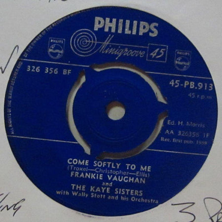 Frankie Vaughan-Come Softly To Me-Philips-7" Vinyl
