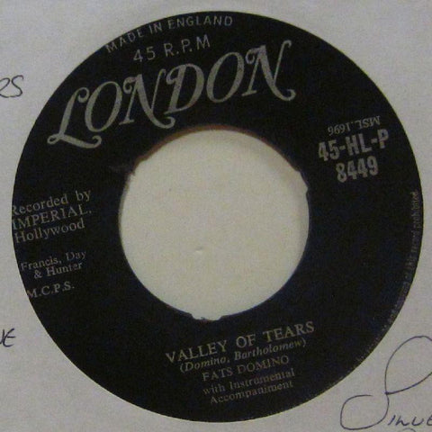 Fats Domino-Valley Of Tears-London-7" Vinyl