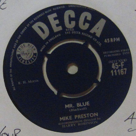 Mike Preston-Mr Blue-Decca-7" Vinyl