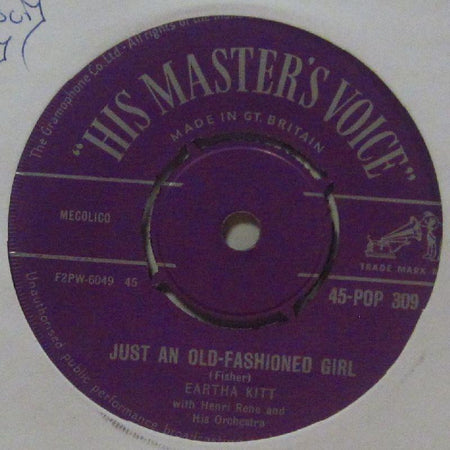 Eartha Kitt-Just An Old Fashioned-Girl-HMV-7" Vinyl
