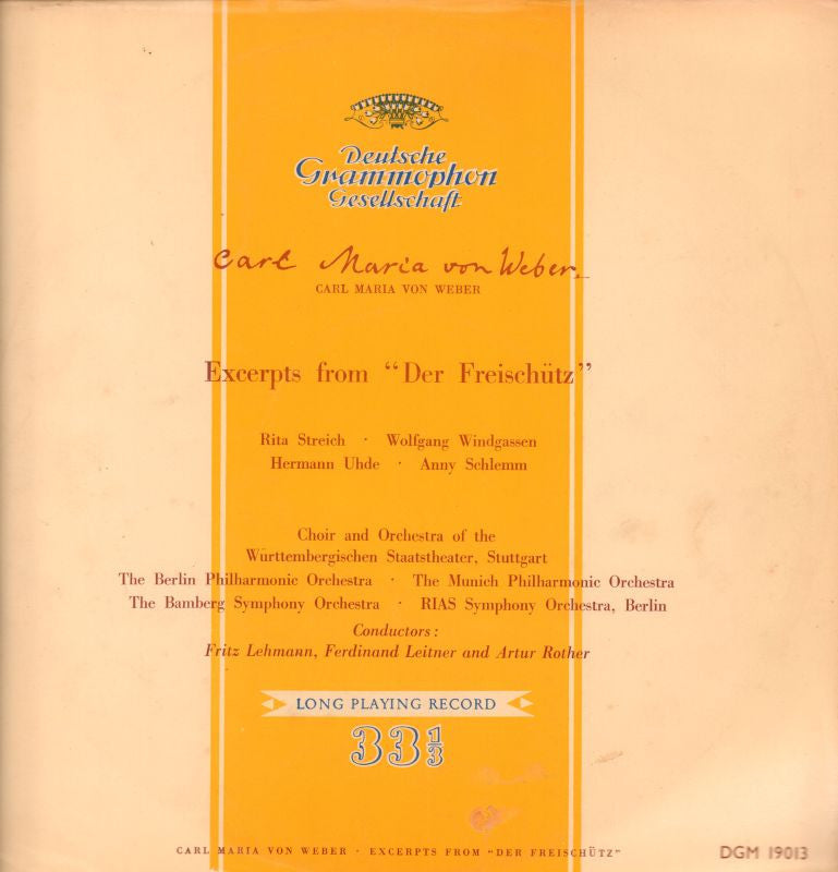 Weber-Excerpts From Der Freischutz-Deutsche Grammophon-Vinyl LP Gatefold