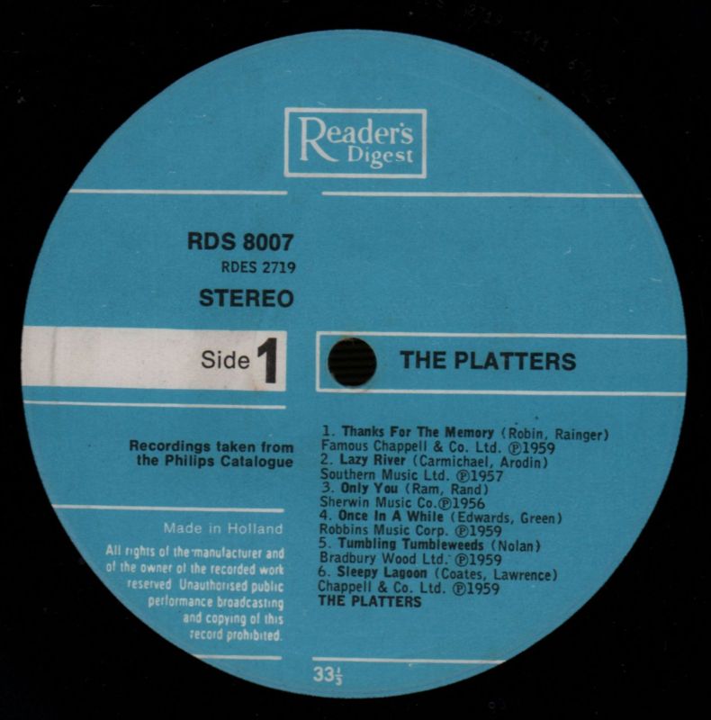 The Platters-Readers Digest-Vinyl LP-VG/VG