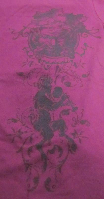 Grey Flower Angel Motif-Ladies Large-T Shirt-New