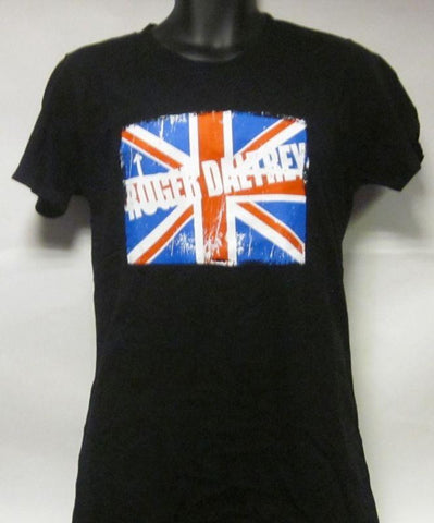 Roger Daltrey The Who-British Flag Black-Ladies-XL-T Shirt