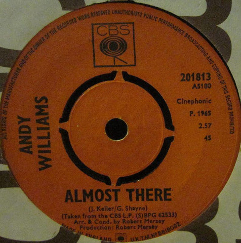 Andy Williams-Almost There-CBS Orange Label-7" Vinyl