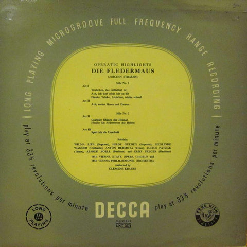 Strauss-Die Fledermaus Operatic Highlights-Decca-Vinyl LP