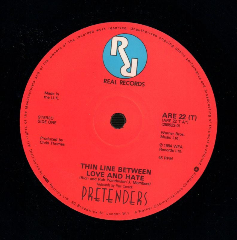 Thin Line Between Love And Hate-WEA-12" Vinyl P/S-VG/VG