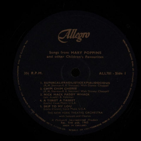 Songs From Mary Poppins-Allegro-Vinyl LP-Ex-/VG