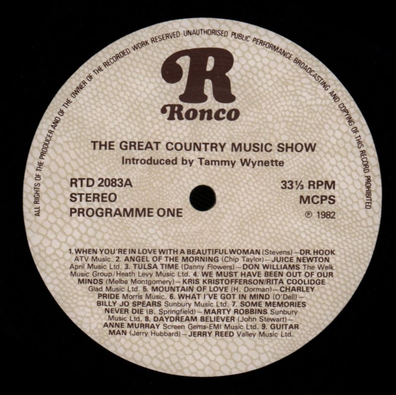 The Great Country Music Show-Ronco-2x12" Vinyl LP Gatefold-Ex/NM