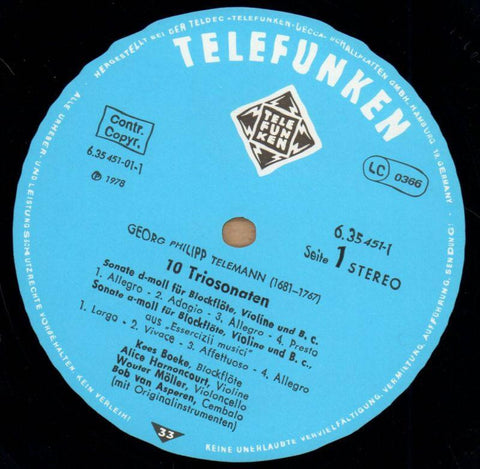 10 Triosonaten-telefunken-2x12" Vinyl LP Box Set-Ex+/Ex