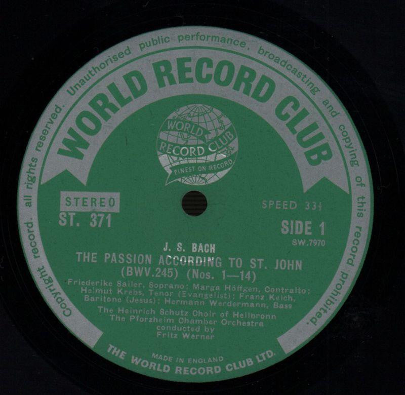 Passion According To St John  Choir-World Record Club-2x12" Vinyl LP Box Set-VG+/Ex