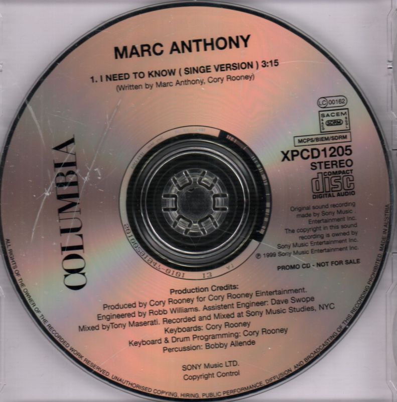 I Need To Know-Columbia-CD Single