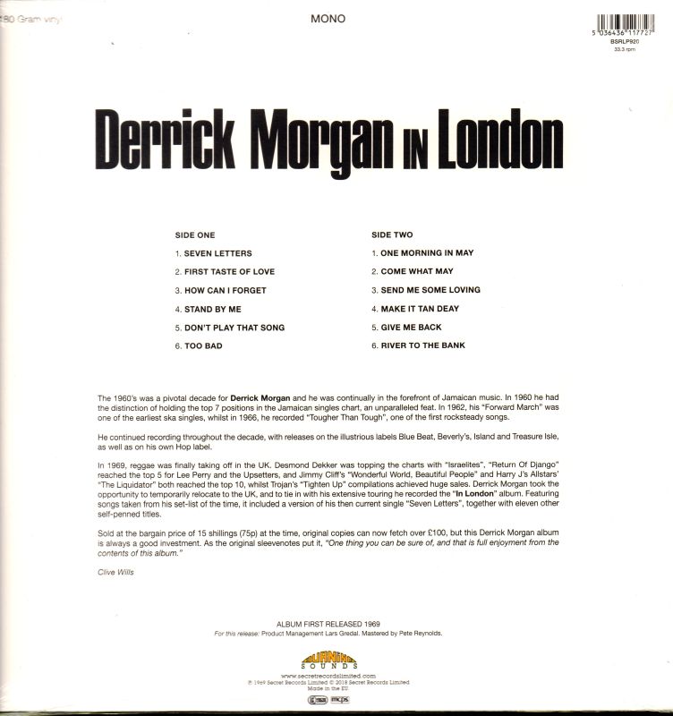 Derrick Morgan In London-Burning Sounds-Red Vinyl LP-M/M