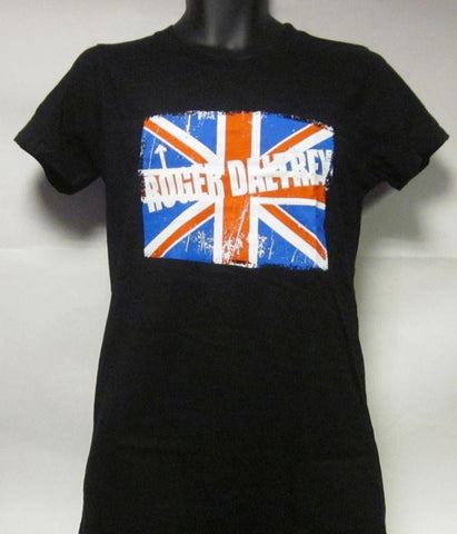 Roger Daltrey The Who-British Flag Black-Ladies-XL-T Shirt