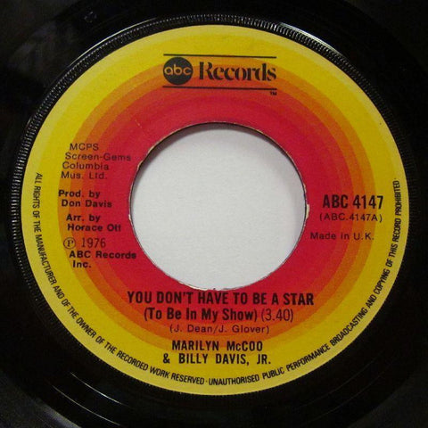 Marilyn McCoo & Billy Davis Jnr-You Don't Have To Be A Star-abc-7" Vinyl