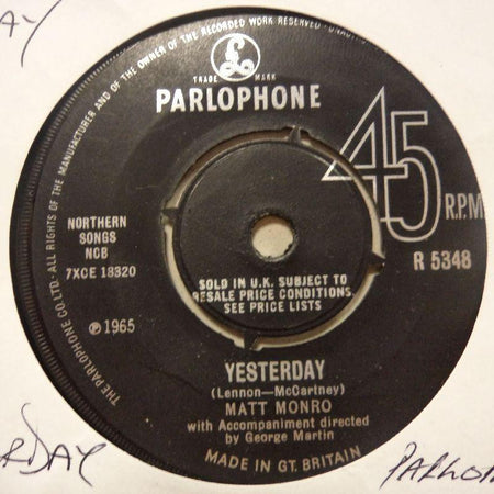 Matt Monro-Yesterday-Parlophone-7" Vinyl